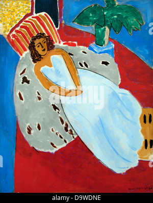 Jeune Femme en blanc fond rouge - Jeune femme en rouge sur fond blanc 1946 France peintre français Henri Matisse Banque D'Images