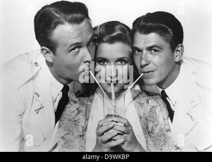 RAT FRÈRE 1938 avec de gauche à droite : Wayne Morris, Priscilla Lane, Ronald Reagan Banque D'Images