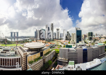 L'Asie du Sud-Est, Singapour, augmentation de la vue sur le centre-ville et Marina Bay Banque D'Images