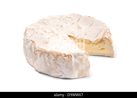 La roue des fromages mous sur fond blanc Banque D'Images