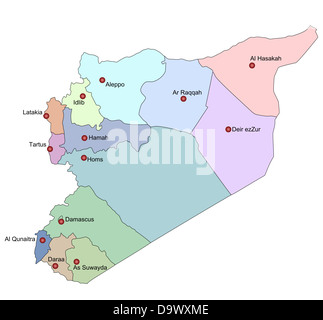 Carte de la Syrie Banque D'Images