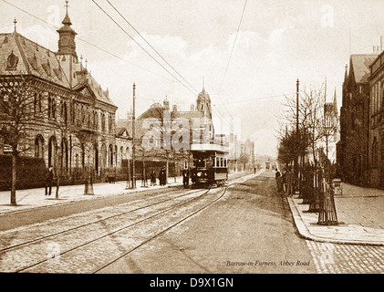 Barrow-in-Furness Abbey Road début des années 1900 Banque D'Images