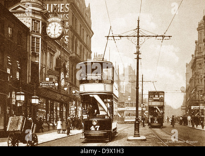 Lower Briggate Leeds début des années 1900 Banque D'Images