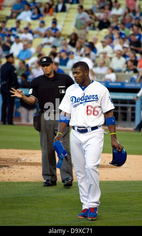 Yasiel Puig de les Dodgers de Los Angeles Banque D'Images