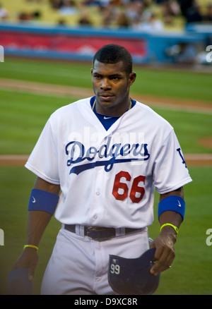 Yasiel Puig de les Dodgers de Los Angeles Banque D'Images