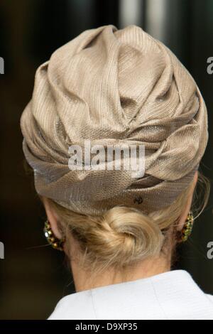 Amsterdam, le 28 juin 2013. La Reine Máxima assiste à la Startup Bootcamp Demo Day. La Reine va à la présentation d'un certain nombre de start-ups au cours de l'émission du matin. Photo : PRE-Albert Ph.van der Werf / dpa/Alamy Live News Banque D'Images