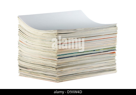 Pile de magazines isolated on white Banque D'Images