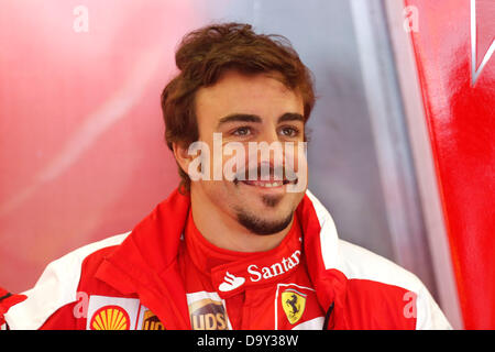 Silverstone, UK. 28 juin 2013. Sport Automobile : Championnat du Monde de Formule 1 de la FIA 2013, Grand Prix de Grande-Bretagne, # 3 Fernando Alonso (ESP, la Scuderia Ferrari), Crédit photo : dpa alliance/Alamy Live News Banque D'Images