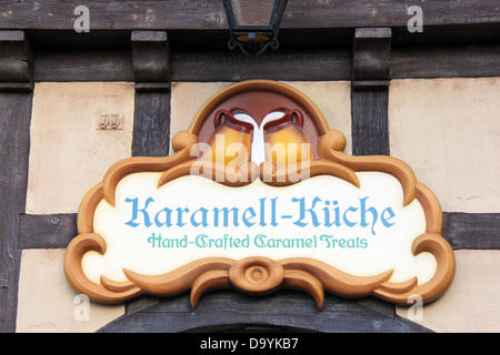 Pavillon de l'Allemagne à Epcot Center World Showcase. Inscrivez-vous dans un magasin façade d'entrée. Pour un usage éditorial uniquement. Banque D'Images