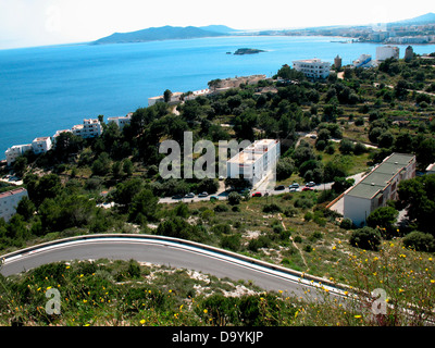 Des toits de la ville d'ibiza vu des murs de la vieille ville d'Eivissa - Ibiza, Iles Baléares, Espagne,murs Renaissance Dalt Vila Banque D'Images