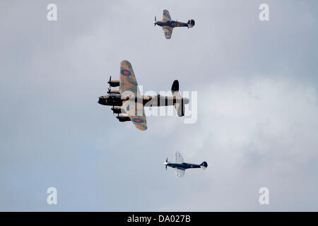 Bombardier Lancaster, Spitfire & H BATAILLE DE BRITTAIN MEMORIAL FL SOUTH BAY SCARBOROUGH ANGLETERRE ANGLETERRE 29 Juin 2013 Banque D'Images