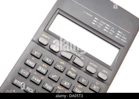 Calculatrice scientifique sur un fond blanc Banque D'Images