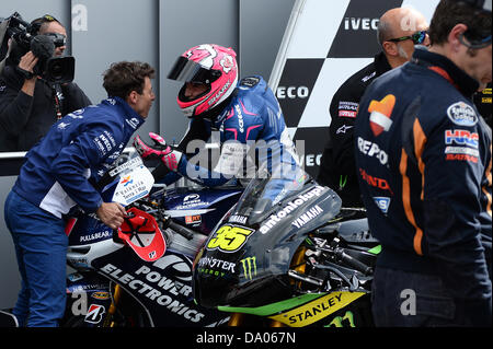 Assen, Pays-Bas. 29 juin 2013. Aleix Espargaro (Power Electronics Aspar) à la fin de course en circuit TT Assen. Credit : Gaetano Piazzolla/Alamy Live News Banque D'Images