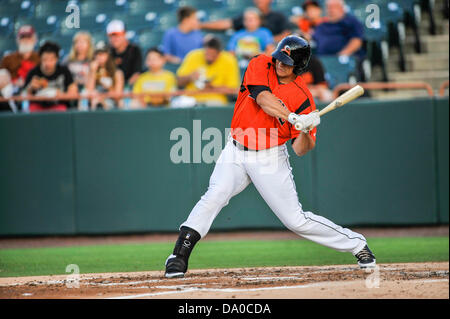 Bowie, MD, USA. 28 Juin, 2013. 27 juin 2013 : Bowie Baysox player en action à la plaque contre les sénateurs Harrisburg à Prince George's Stadium de Bowie, Maryland. .Sénateurs bat Baysox 11-6 .Phillip Peters/Cal Sport Media ©csm/Alamy Live News Banque D'Images