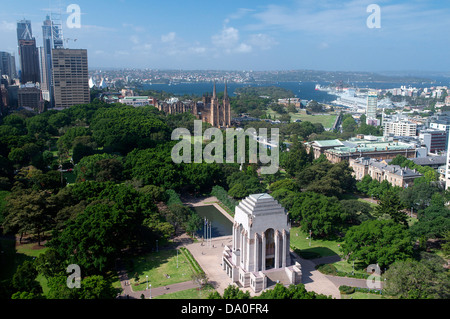 Vue aérienne Anzac War Memorial Hyde Park Sydney New South Wales Australie Banque D'Images