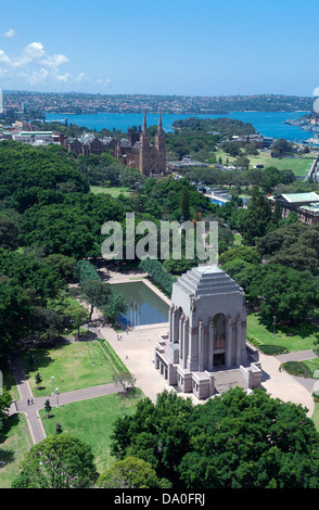 Vue aérienne Anzac War Memorial Hyde Park Sydney New South Wales Australie Banque D'Images