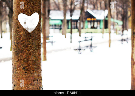 Coeur de neige dans le jardin du Luxembourg, Paris Banque D'Images