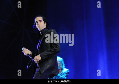 Barcelone - le 25 mai : Nick Cave and the Bad Seeds, bande effectue par Heineken Primavera Sound Festival 2013 le 25 mai 2013 à Barc Banque D'Images