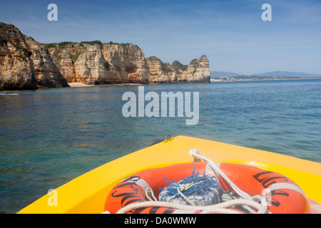 Vue du bateau à bord lors d'un voyage autour de littoral à Ponta da Piedade Lagos Algarve Portugal Banque D'Images