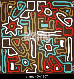 Nouveau motif tribal avec symbole de soleil et les éléments colorés peuvent utiliser comme papier peint rétro Banque D'Images