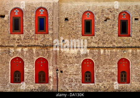 Monastère Katharon, Ithaca ('Ithaque'), île de la mer Ionienne, l'Eptanisa ('Smême), des îles de la Grèce. Banque D'Images