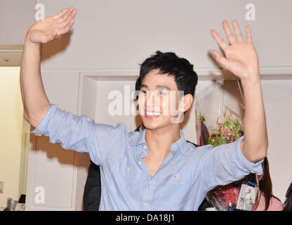 Kim Soo-hyun, Jun 29, 2013 : Tokyo, Japon : acteur coréen Kim Soo hyun arrive à l'Aéroport International de Tokyo à Tokyo, Japon, le 29 juin 2013. Banque D'Images