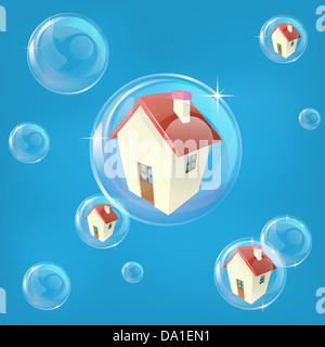 Administration des affaires ou en économie concept illustration représentant une bulle dans l'immobilier ou du marché immobilier Banque D'Images