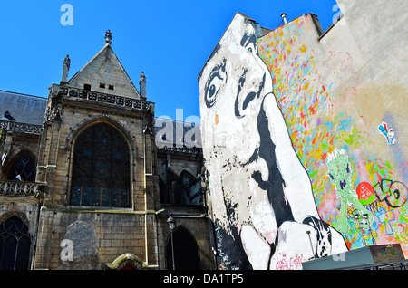 Street art à Place Igor Stravinsky, Centre Pompidou, Paris Banque D'Images