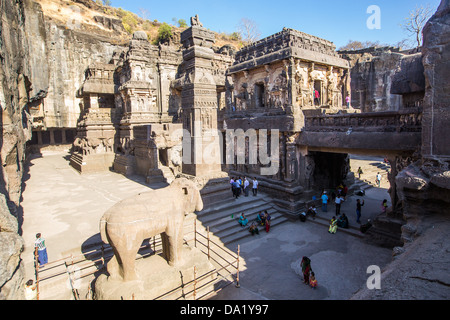 Ellora grottes bouddhistes, Inde Banque D'Images