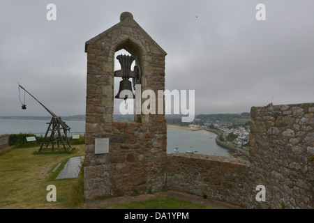 Château Mont Orgueil à Jersey dans les îles de la Manche. Banque D'Images