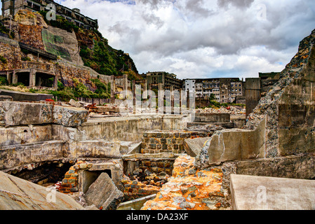 Gunkanjima, Nagasaki, Japon. Banque D'Images