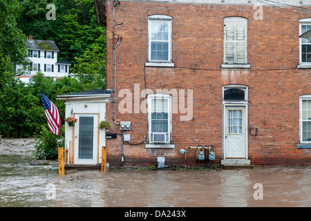 Les inondations à Fort Plain, New York, dans la vallée de la Mohawk Banque D'Images