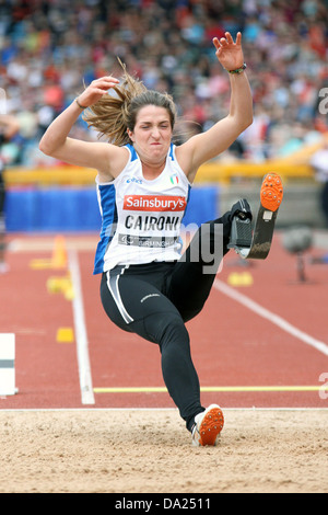 Martina Caironi 8.9 (Italie) dans le womens (F42/F44) Saut en longueur le Sainsbury's finale du Grand Prix d'athlétisme de l'IPC à Birmingham 2013. Banque D'Images