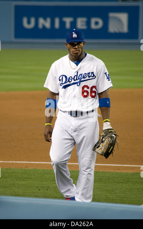 Yasiel Puig joueur Dodger Banque D'Images