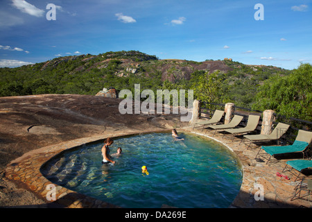 Piscine, Grande Cave Camp, Matopos Hills, près de Bulawayo, Zimbabwe, Afrique du Sud Banque D'Images