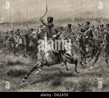 Vive L'Empereur - Responsable de la 4e Hussards à la bataille de Friedland, le 14 juin 1807, basée sur la peinture Edouard Detaille Banque D'Images