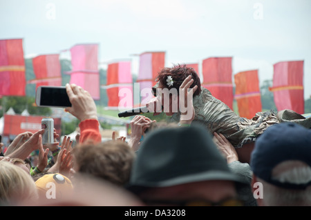 Amanda Palmer & Le Grand Theft orchestre à Glastonbury Festival of Contemporary Performing Arts 2013. Banque D'Images