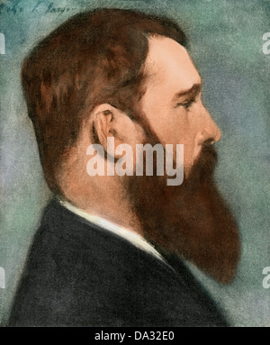 Portrait de l'artiste Claude Monet. Demi-teinte de couleur numérique de reproduction d'une peinture de John Singer Sargent Banque D'Images