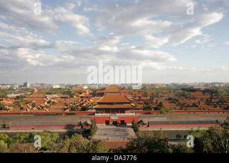 Vue aérienne de la Cité Interdite (palais impérial chinois), Beijing, Chine Banque D'Images
