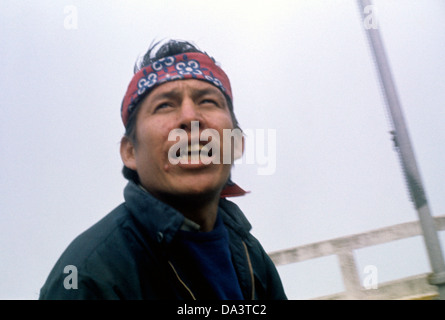 Indian braves protestations sur Alcatraz pendant l'occupation de 1969 Banque D'Images