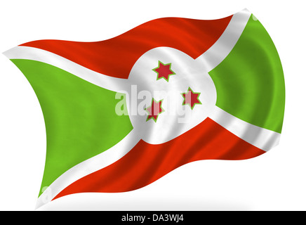 Drapeau du Burundi, isolé Banque D'Images