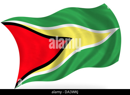 Drapeau du Guyana, isolé Banque D'Images