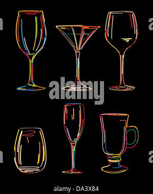 Boisson alcoolisée et un jeu de symboles icône lunettes Banque D'Images