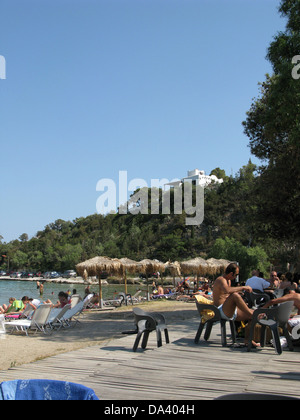 Vouliagemni le lac, Loutraki, le Corinthia, Péloponnèse, Grèce Banque D'Images