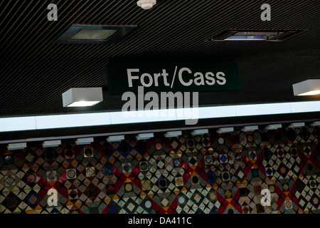 People Mover Fort/Cass station est vu à Detroit (MI) Banque D'Images