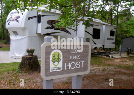 Tallahassee Florida,Apalachicola National Forest,León éviers,terrain de camping,hôte,signature,logo,Forest Service,bénévoles bénévoles communauté service benevoleri Banque D'Images