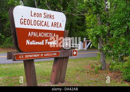 Tallahassee Floride, Apalachicola National Forest, Leon puits, signe, logo, entrée, visiteurs Voyage Voyage tourisme touristique sites touristiques cultu Banque D'Images