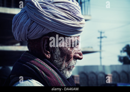 Portrait d'un vieil homme du Rajasthan. Jodhpur, Rajasthan, India Banque D'Images