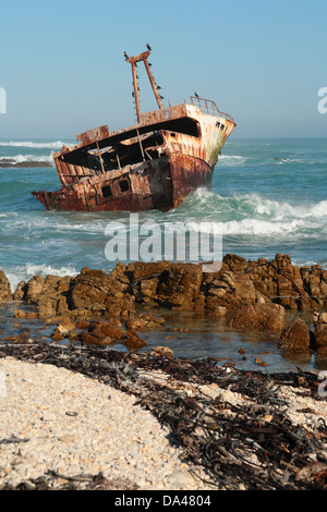 Naufrage près de cap Agulhas, le point le plus au sud du continent africain, Western Cape, Afrique du Sud Banque D'Images