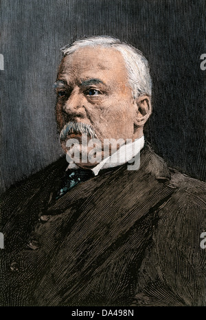 Portrait du financier John Pierpont Morgan, 1890. À la main, gravure sur bois Banque D'Images